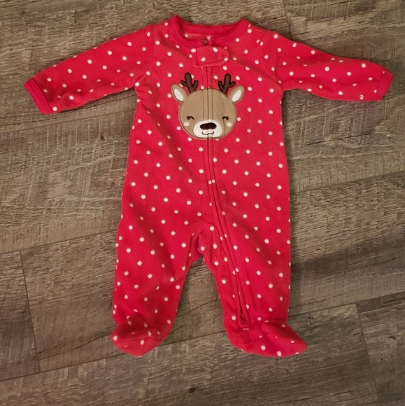 NB Christmas Reindeer Fleece Sleeper - Picture 1 of 3